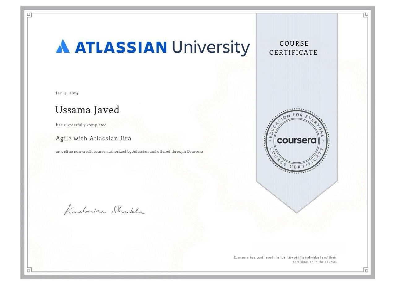 Agile with Atlassian Jira certificate